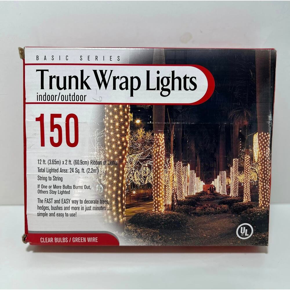 Trunk Wrap Lights 150 Indoor Outdoor Home Décor 12 ft x 2 ft Ribbon of Lights
